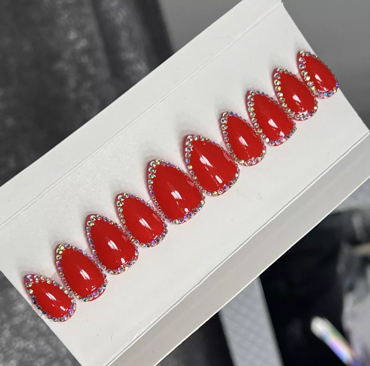 🔥CUSTOM Gel Press On False Nails, Snake Piercing, Short Stiletto, 10p W/ kit