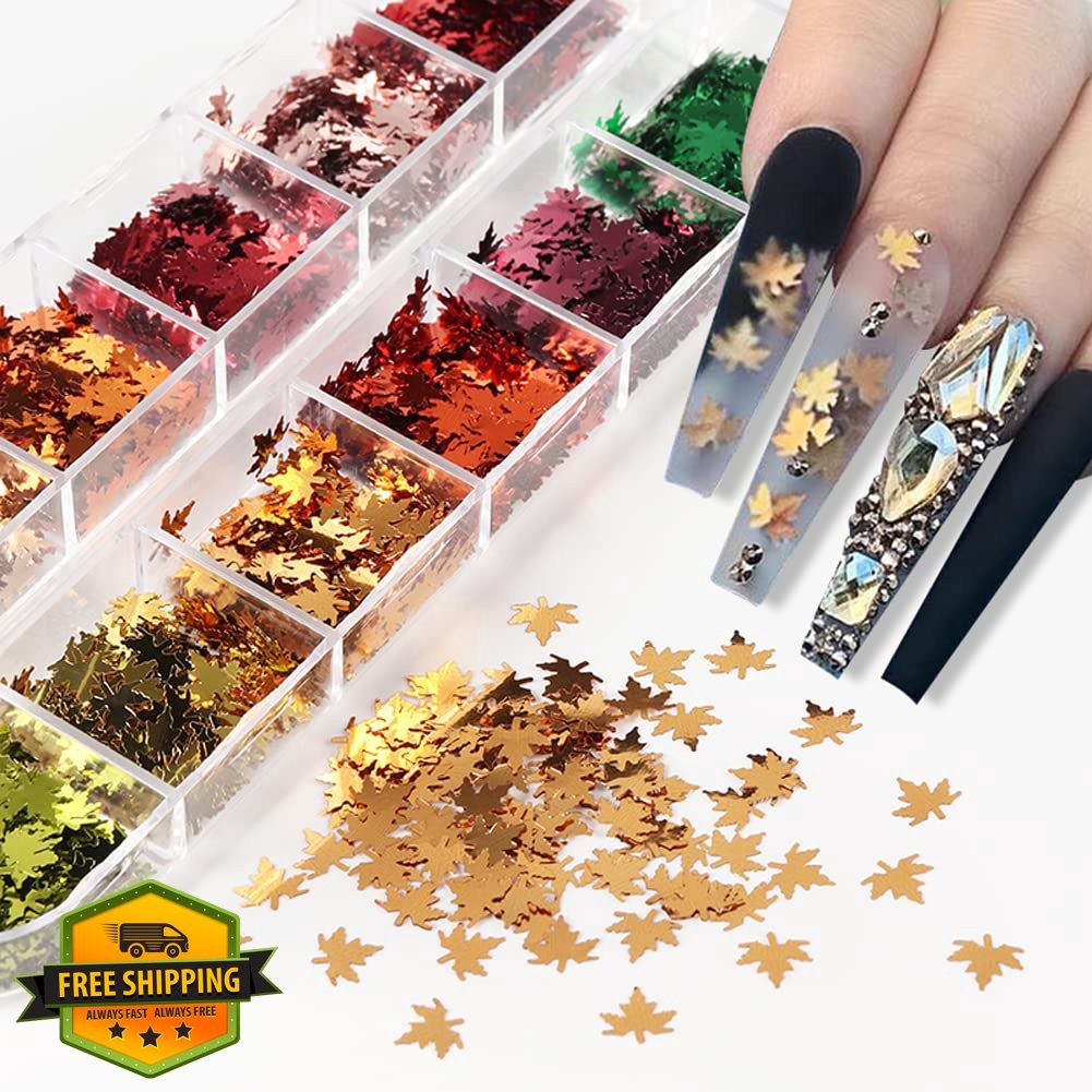 KZBTRBT 3D Maple Leaf Nail Glitters glitter 5