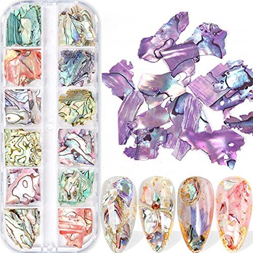 Abalone Seashell Slices, 3D Nail Art Glitter Sequins Irregular Thin Flakes