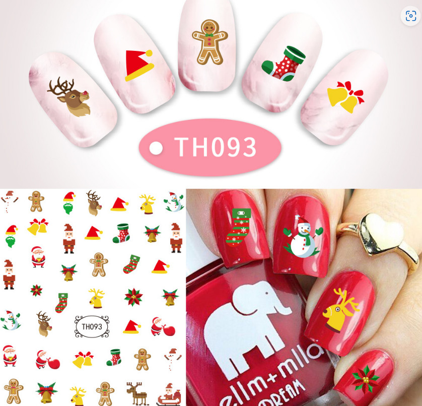 Nail Art Stickers Decals Christmas Snowflake Santa Sock Gingerman Snowman NS44