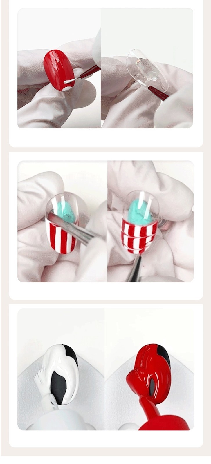 Jello Jello Non Wipe Type Marble Nail Gel Red White Art Brush Dual Brush Set