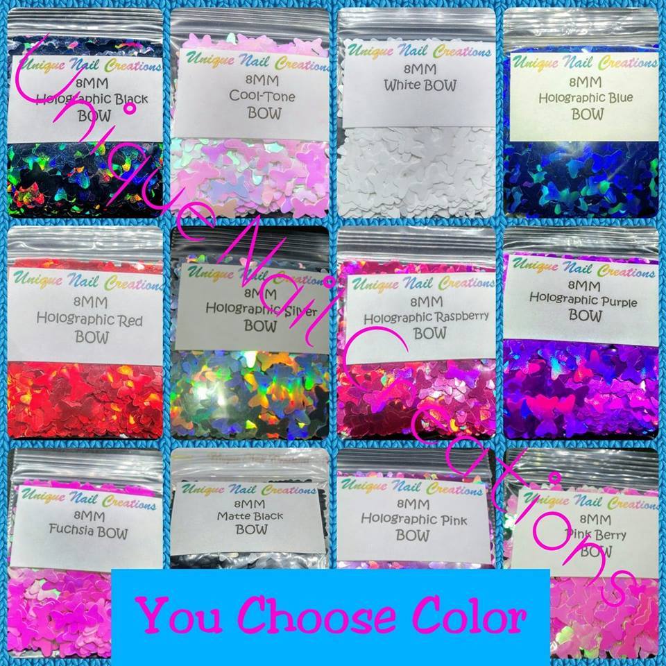 8MM BOW Shape Glitter~U Pick Color~Nail Art•Face•Festival•Crafts~USA