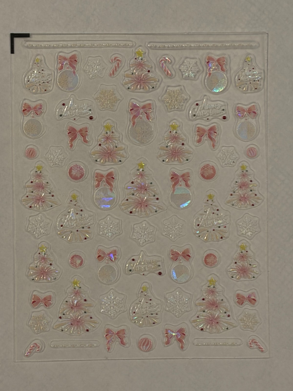 3D Christmas tree Pink firework Nail Art Stickers Decor Cute Embossed Decorative