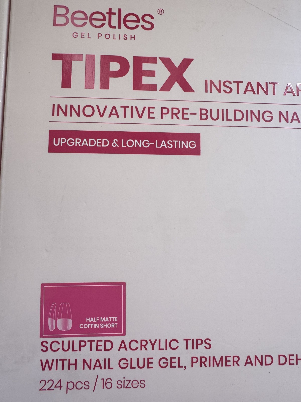 Beetles TIPEX Instant Apex Nail Tips Kit Square Medium Clear Matte 224PCS