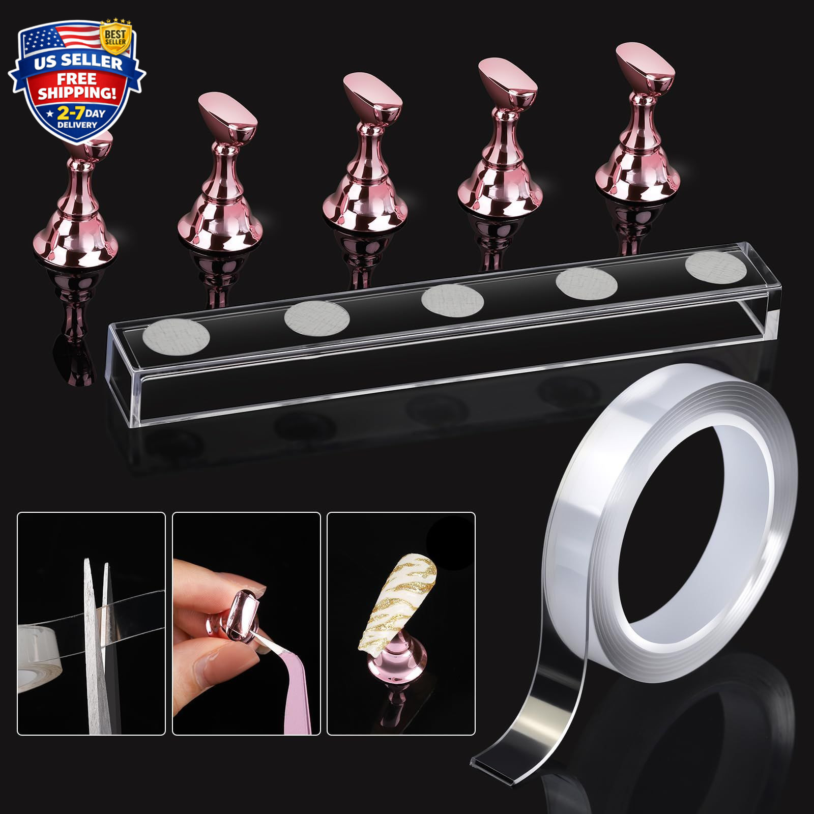 Square Nail Tips with Nail Charms Nail Art Brushes, 240pcs XXL Fake Nails wit
