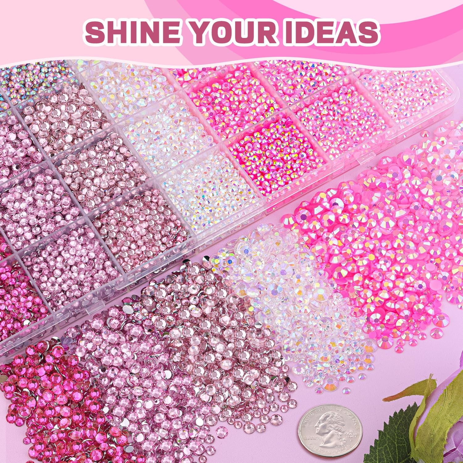 20000Pcs Pink Rhinestones for Bedazzling Kit with 3Pcs B7000 Jewelry Glue, Re…