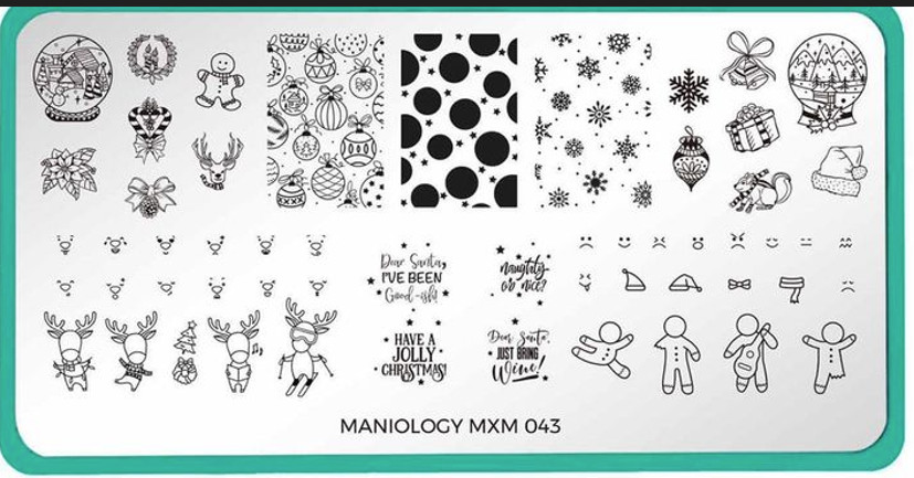 Maniology Mani X Me Nail Stamping Plates Set MXM043 MXM044 Christmas Gingerbread