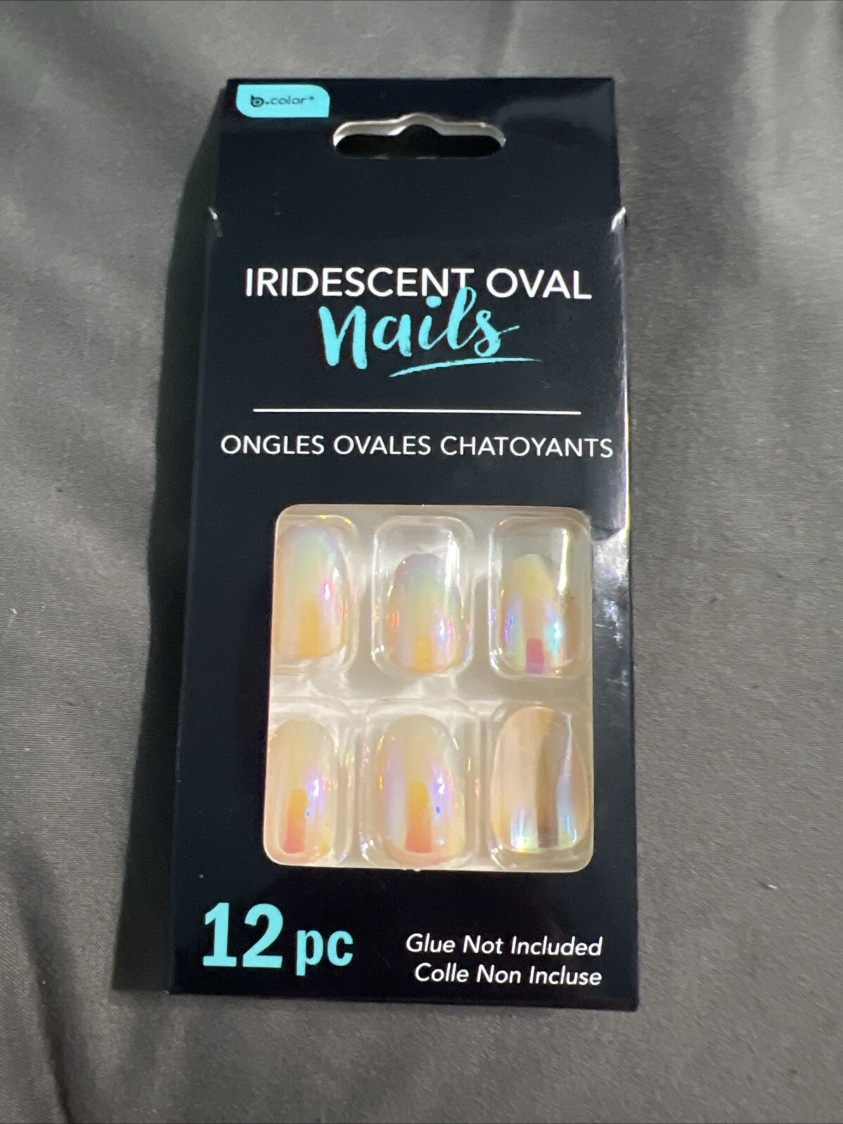 b•color Iridescent Fashion Press-On Nails 12 pc. Short Oval Beige