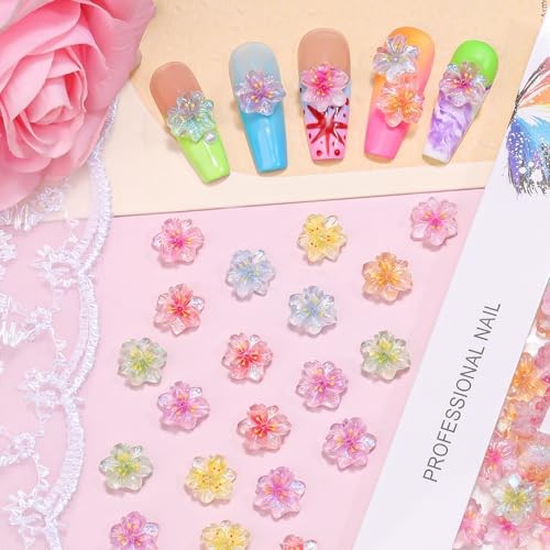 100pcs 3D Flower Nail Charms, Ice Translucent Flowers for Nails 12-flower-2
