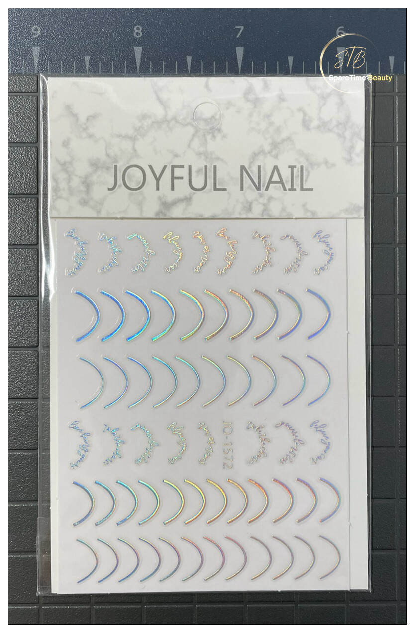 Curved Stripes Lines French Tips Nail Stickers Aurora Silver