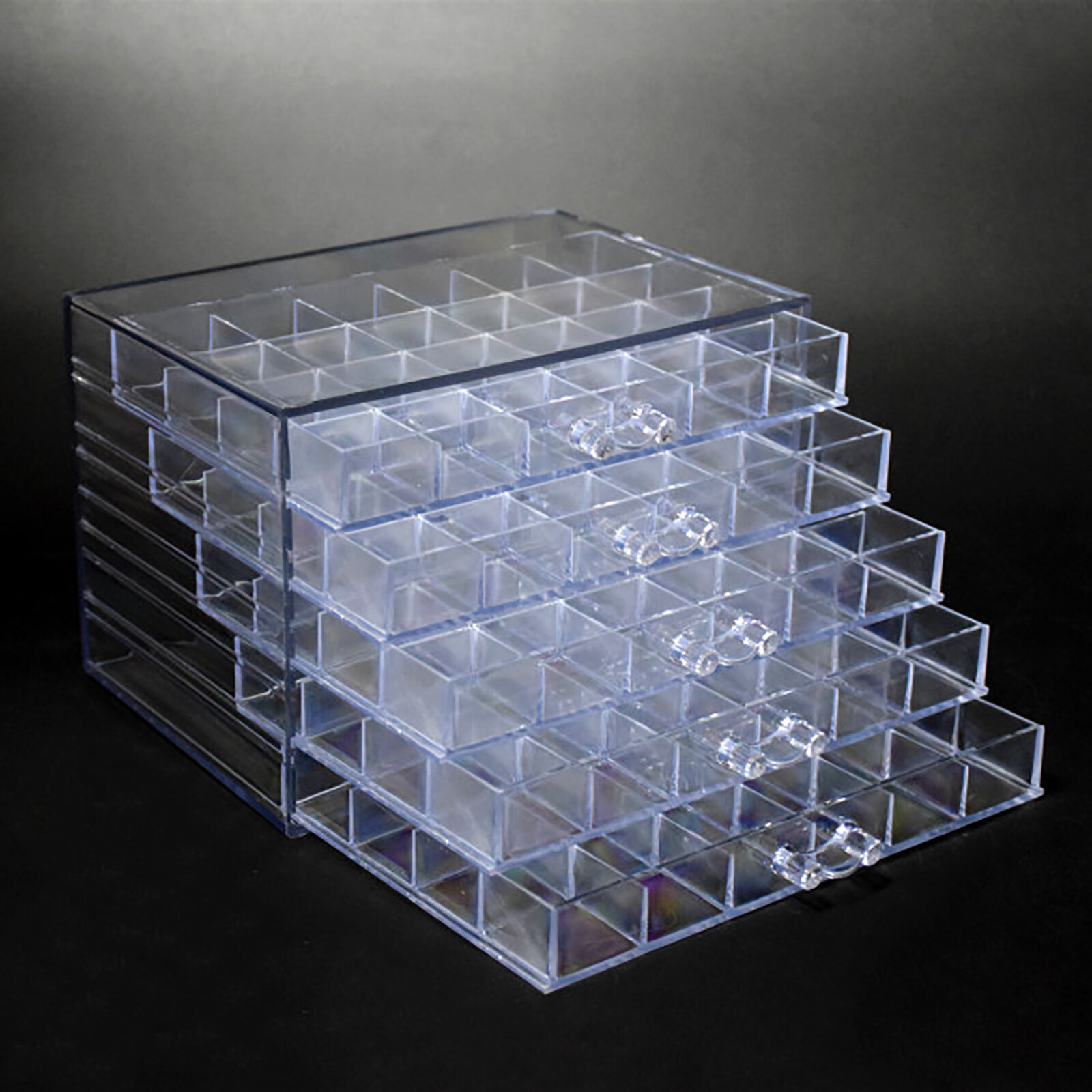 120 Grids Nail Art Rhinestone Gems Bead Acrylic Storage Display Tray Box Clear