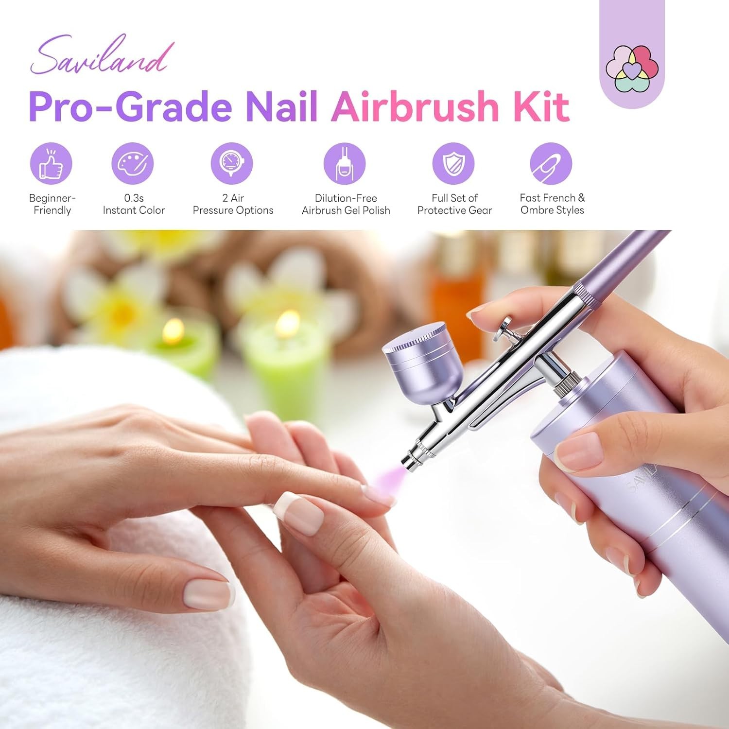 Instant Nail Art Kit with Airbrush & Stencils