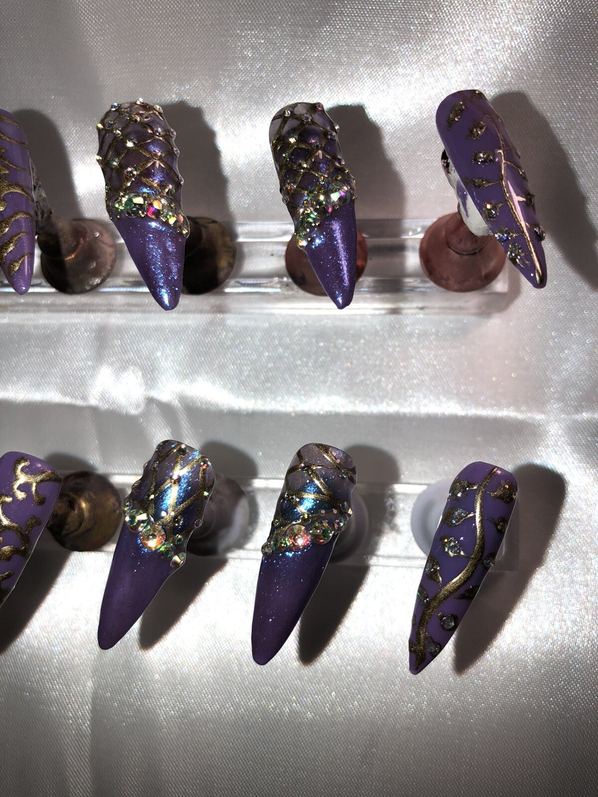 Z NAILZ! Gorgeous Set Of Handmade Custom Press On Nails| MARDI GRAS