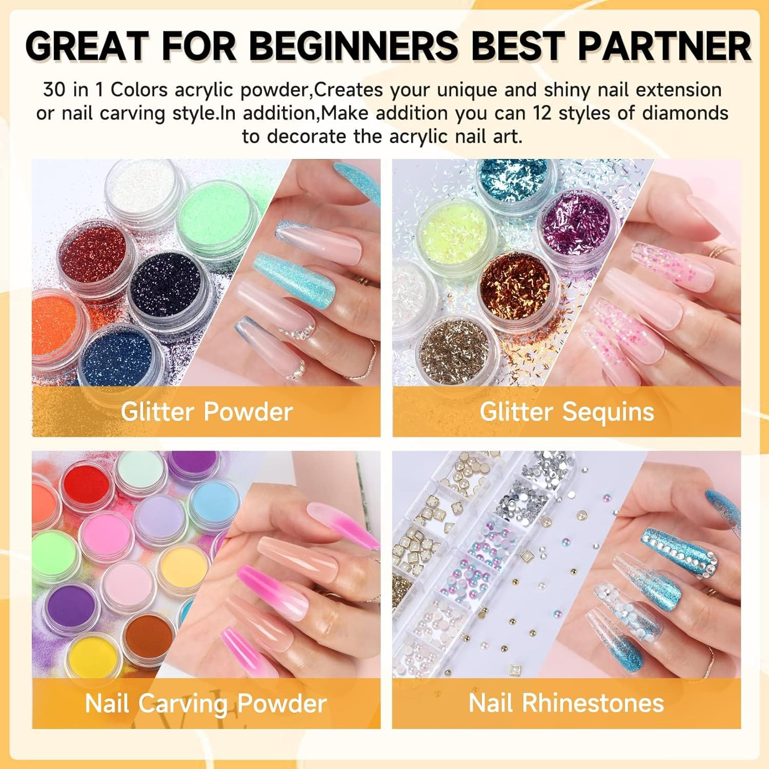 Acrylic Nail Kit for Beginners: Professional Nails Kit Acrylic Set with Everythi
