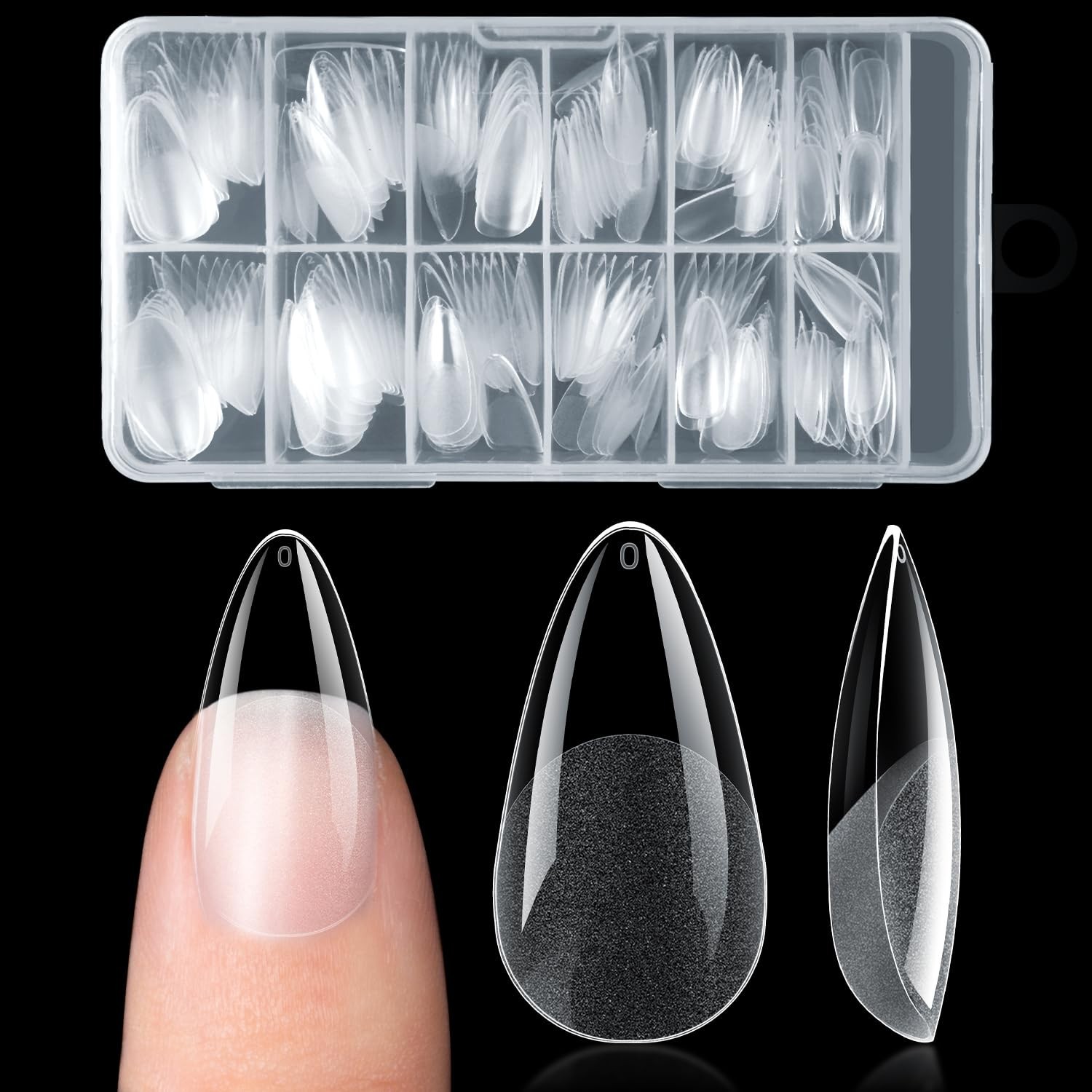 240pcs Half Matte Almond Press on Nails – Perfect for Home or Salon Use