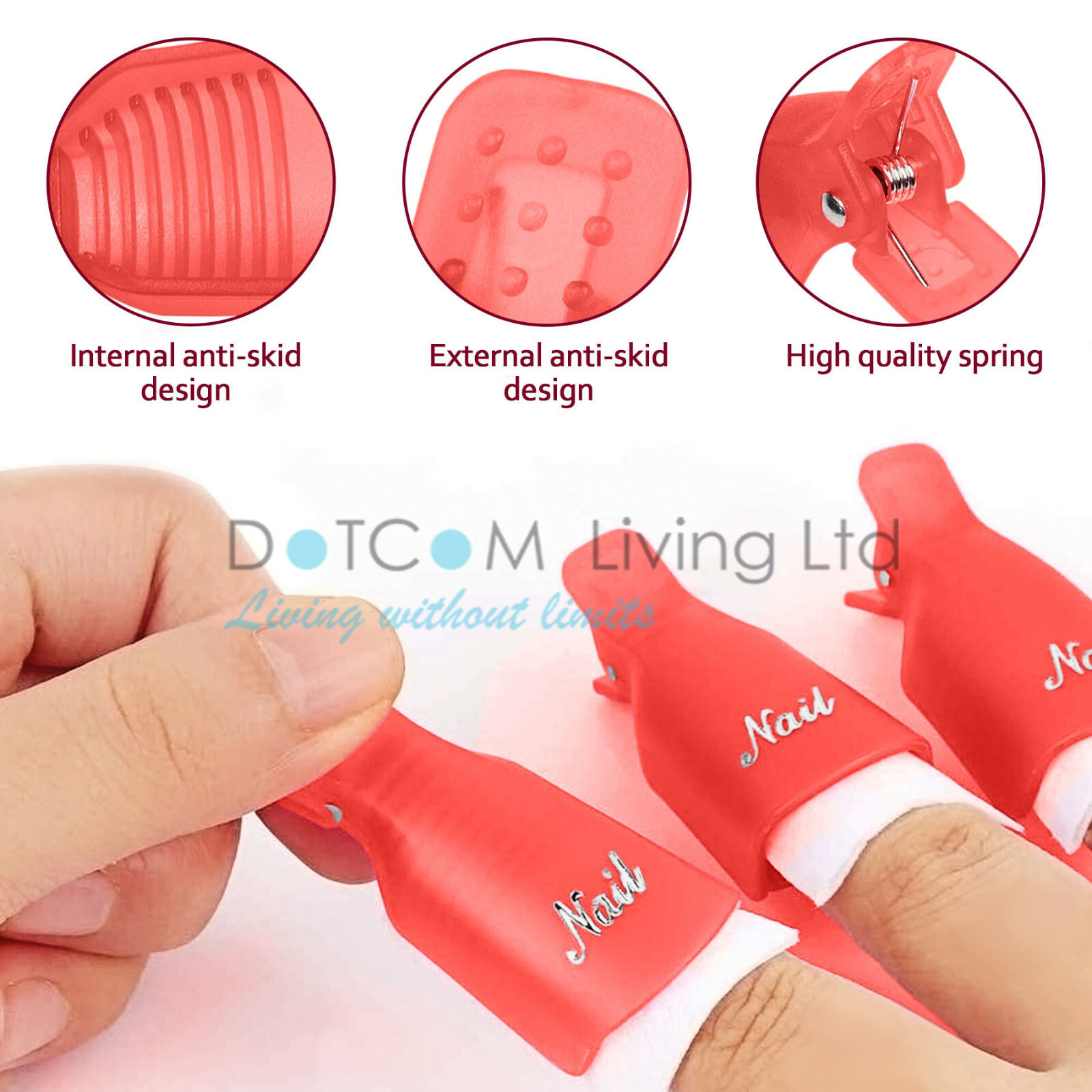 10 X Plastic Nail Soak Off UV Gel Art Polish Remover Wrap Gelish Clip Cap UK NEW