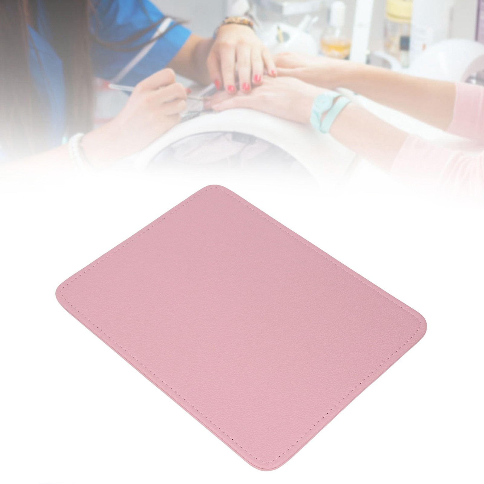 Pink Nail Art Table Mat PU Leather Washable Litchi Pattern Nail Pad Manicure