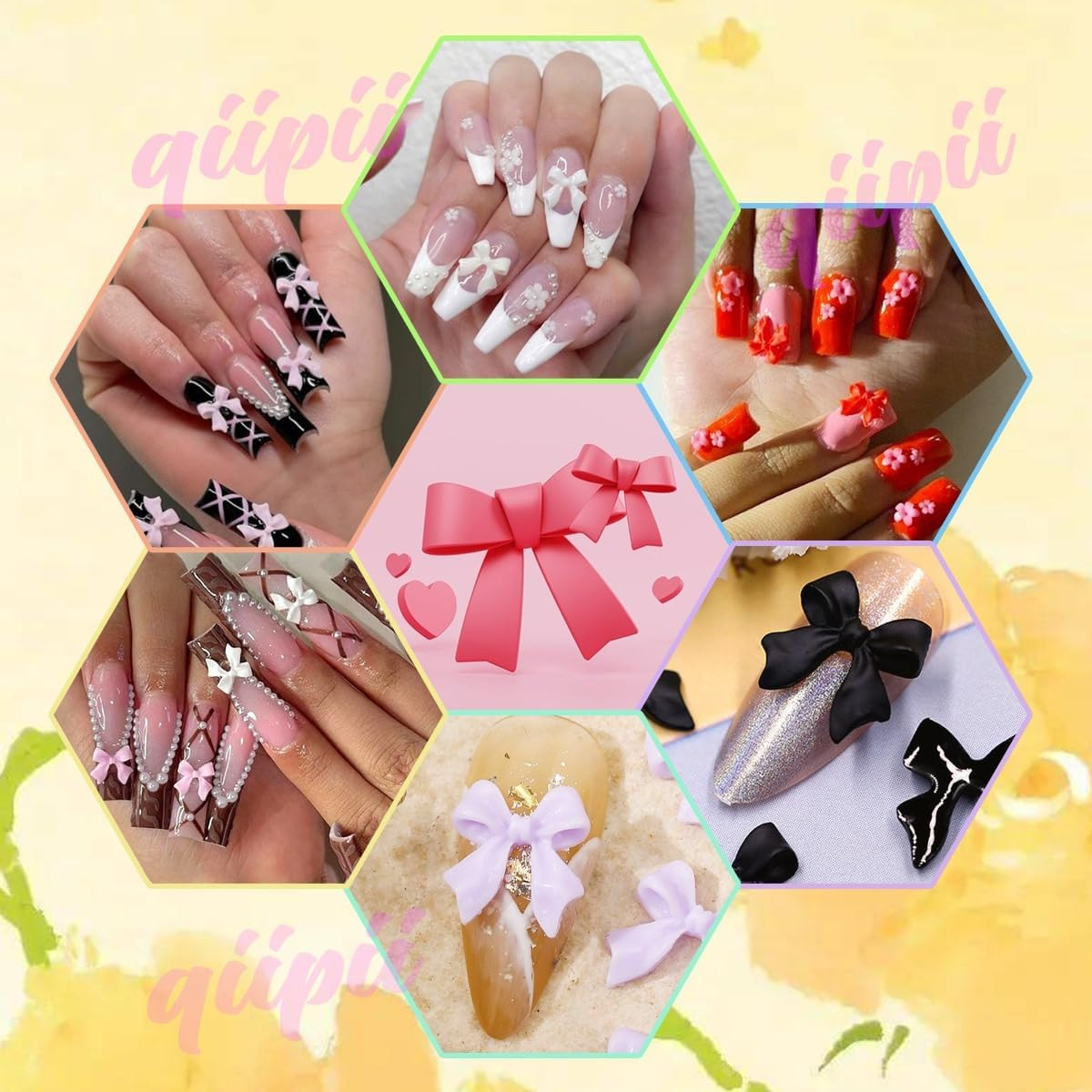 Style C Bows Nail Charms 3D Black White Pink 8 Color Bowknot Charms for Nails Cr