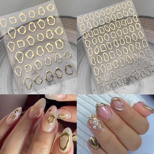 4Sheets Gold Silver Nail Art Stickers 5D Embossed Metal Stickers Style 4