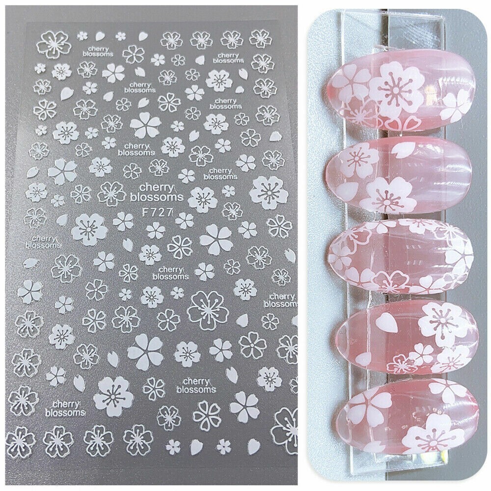 Nail Art Stickers Transfers Decals Spring Flowers Cherry Blossom Floral DIY NS44