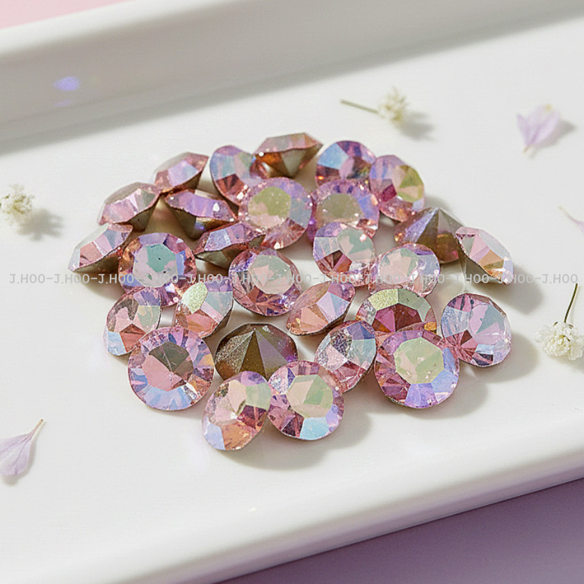 Preciosa Czech Light Rose AB V-Cut Round Stone Pointed Back