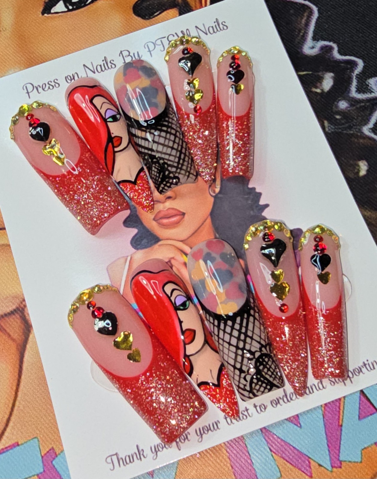 Handmade Gel Press On Nails, Small Size 2,5,4,6,9 XL Long Stiletto +Square