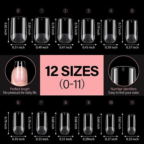 Nail Tips Soft Gel Full Cover Clear Gelly Nail Tips Half Matte Short Square