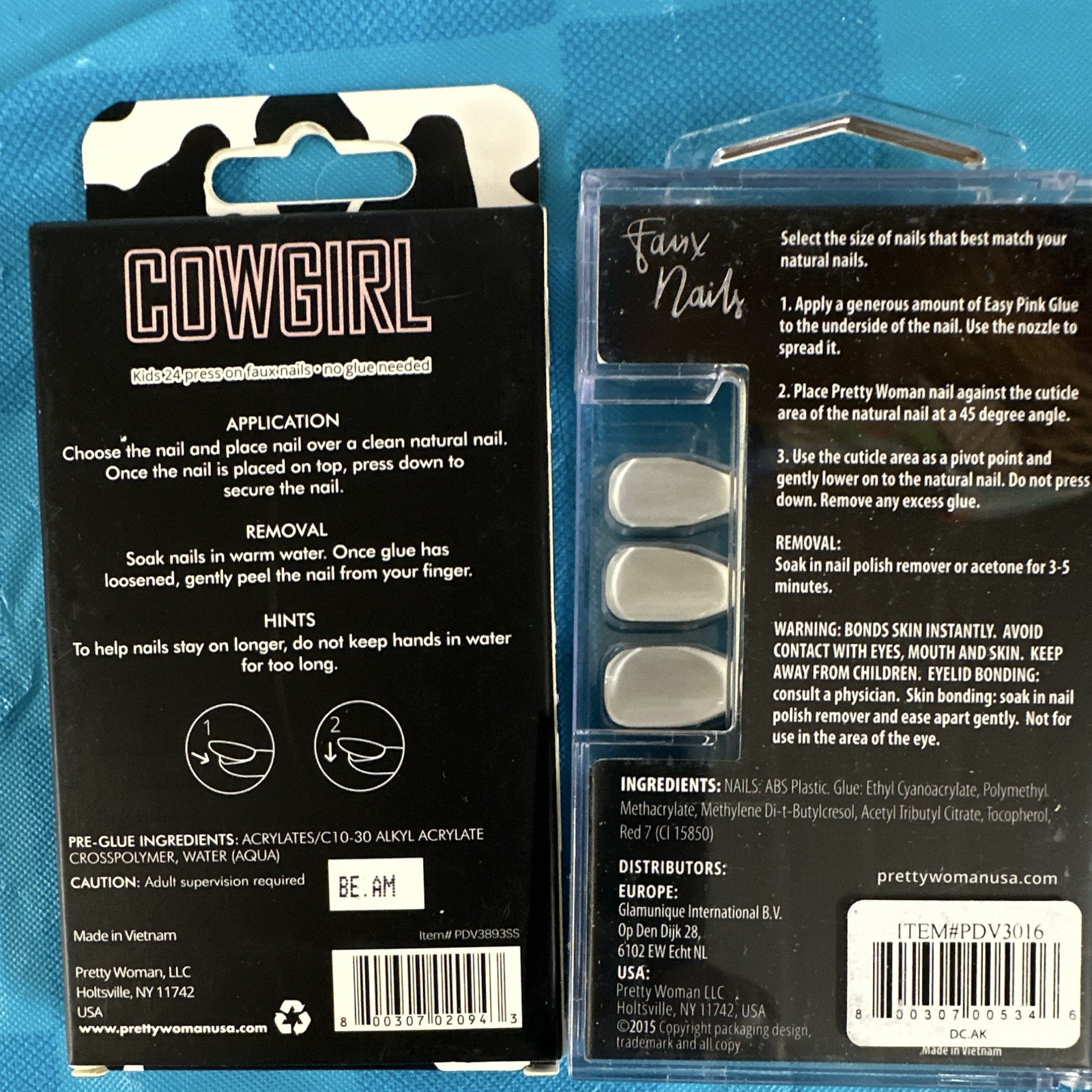Pretty Woman Press-On Nails Cow Print Short Square ABS, Glue Included, 24ct