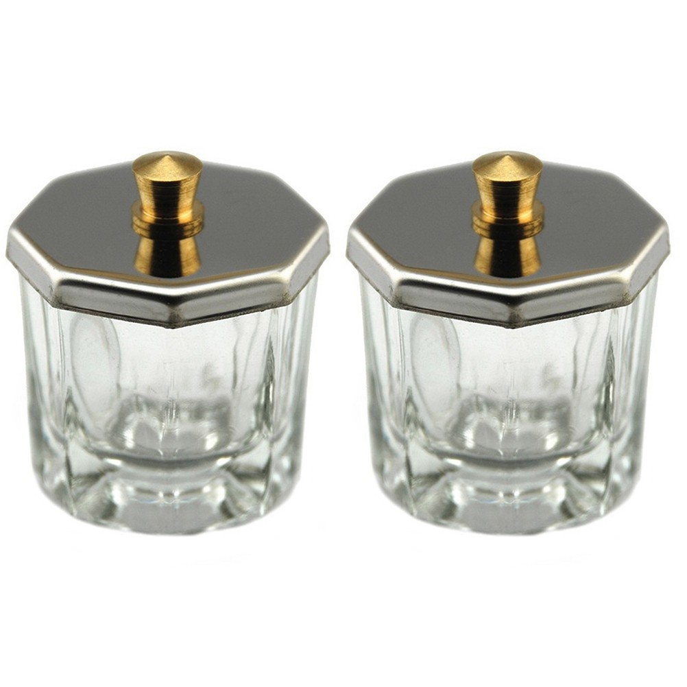 2Pcs Reusable Crystal Nail Art Cups Durable for Acrylic and Powder Mixing