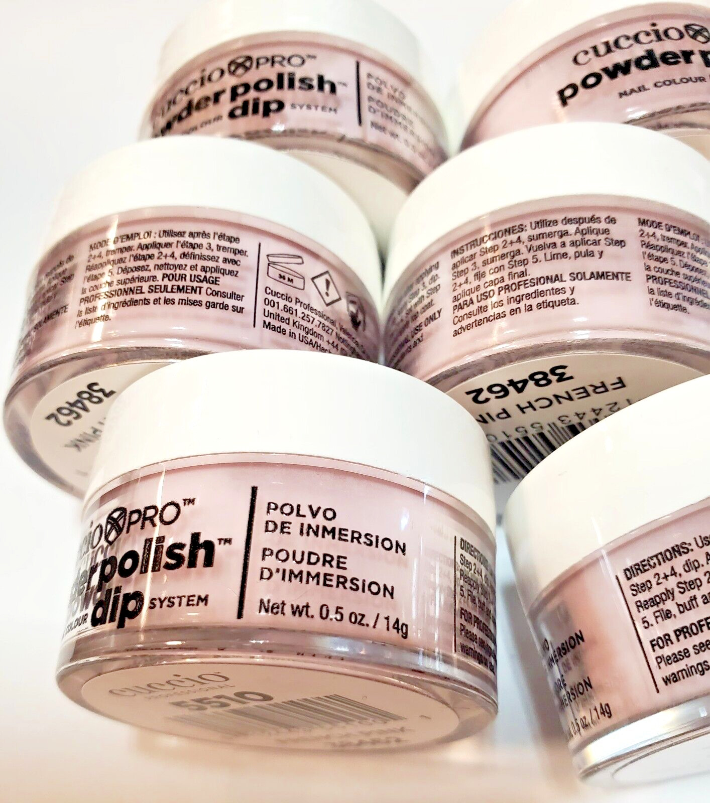 CUCCIO Professional Powder Polish Dip 0.5 fl oz Color – French Pink – 10 JARS!!!