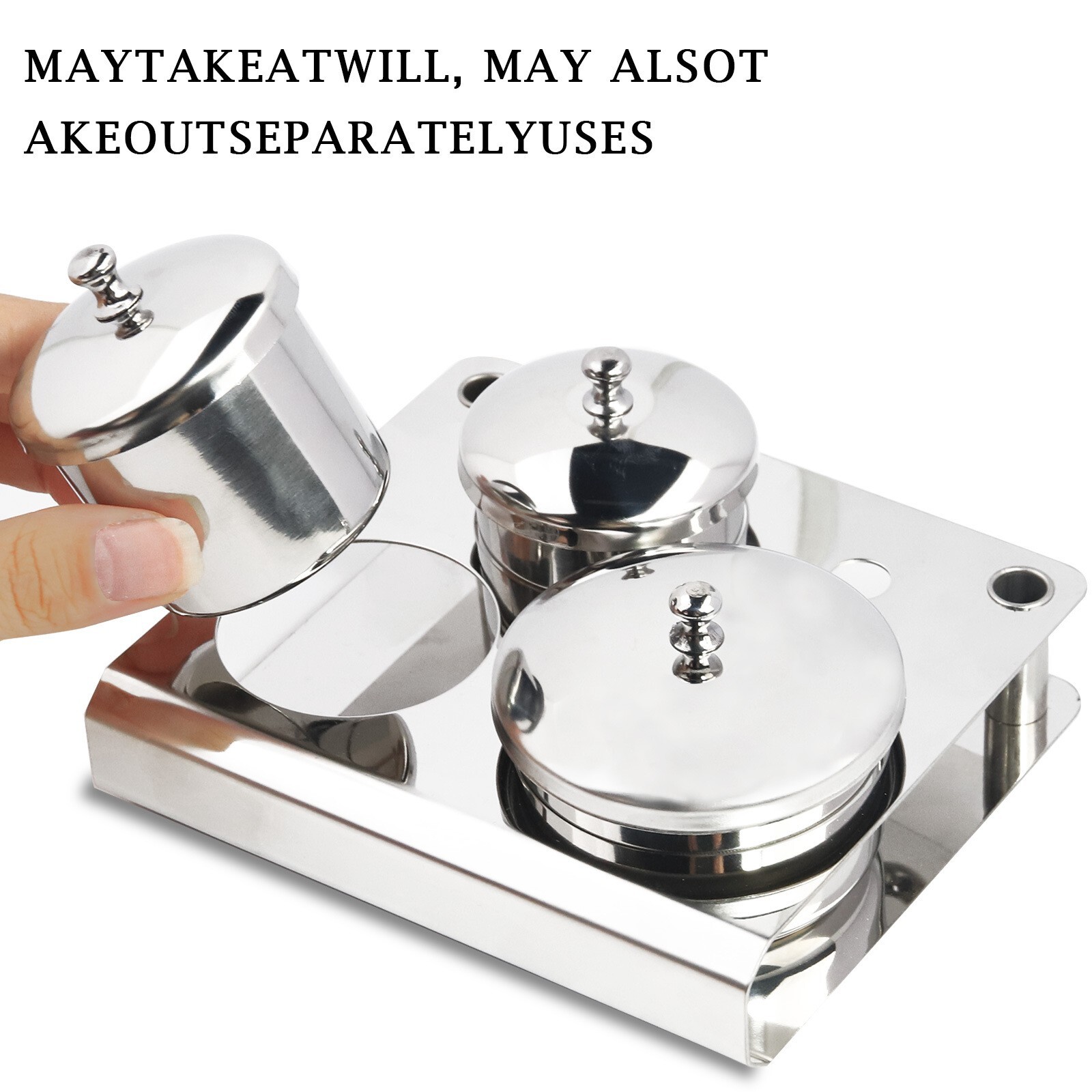 Silver Stainless Steel Nail Art Manicure Acrylic Powder & Liquid Set Storage Cup
