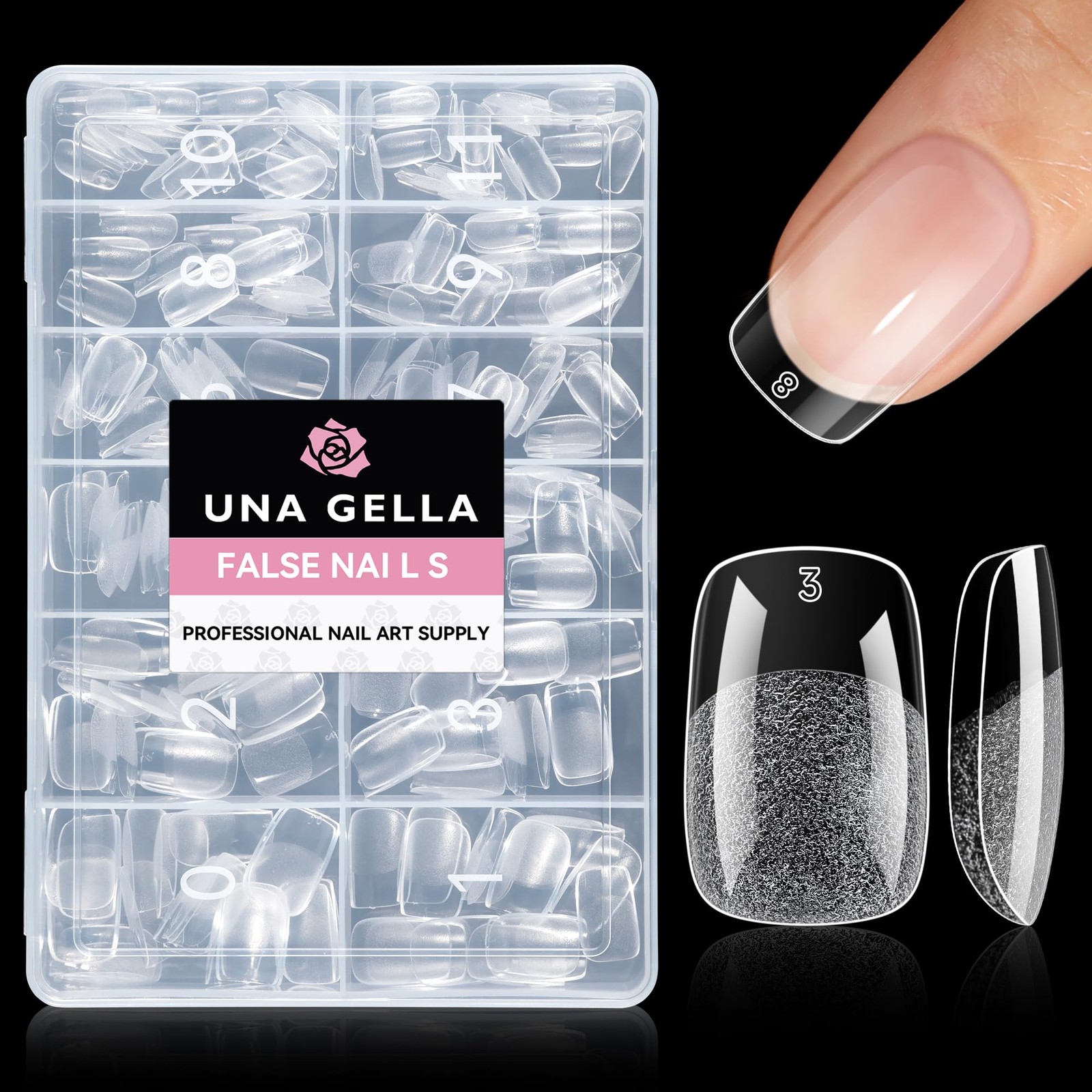 UNA GELLA Short Square Nail Tips 216pcs 216 Count (Pack of 1), Clear