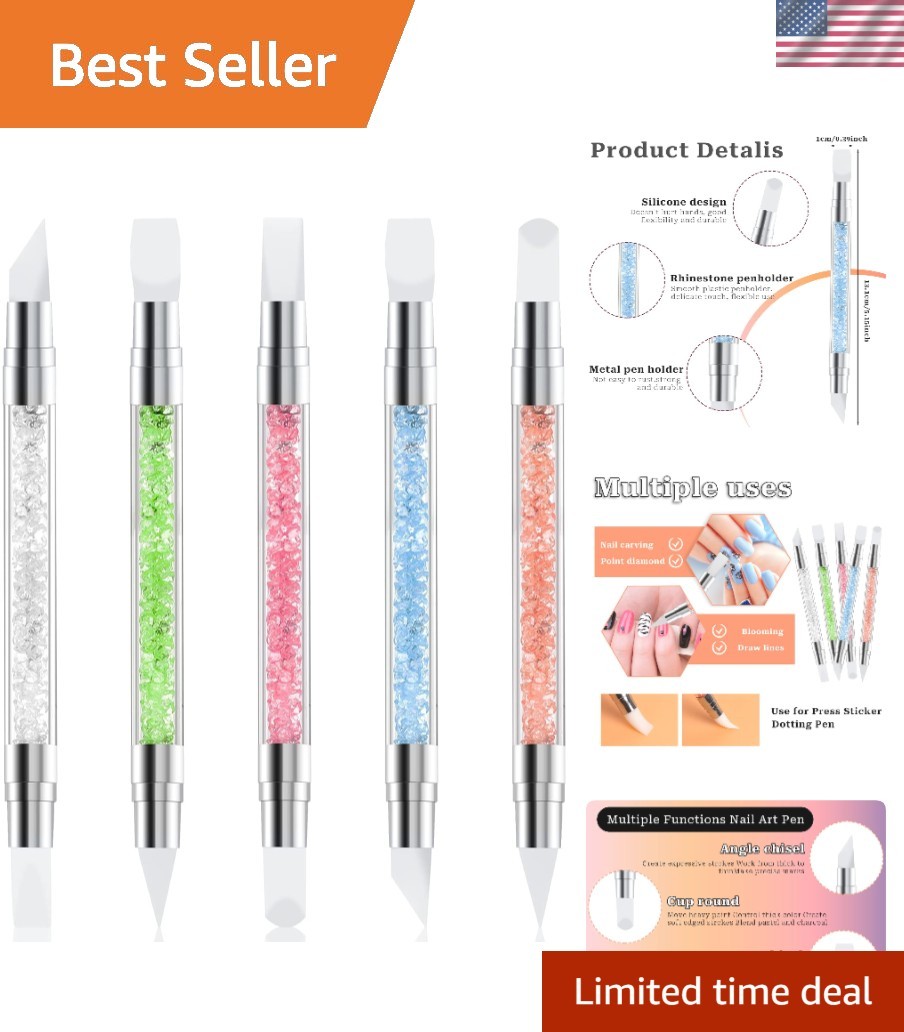 5 Pcs Nail Art Sculpture Pen Dual Tipped Silicone Nail Tools Nail Art Acrylic…
