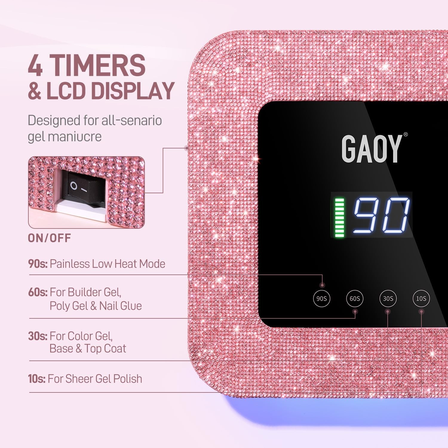 GAOY Cordless UV LED Nail Lamp for Gel Nails, Rechargeable UV Light… Fast Ship