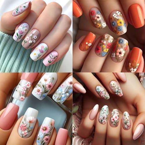 Nail Stickers Colorful Petals Beauty Summer Flowers Leaves Plants Spring Flower
