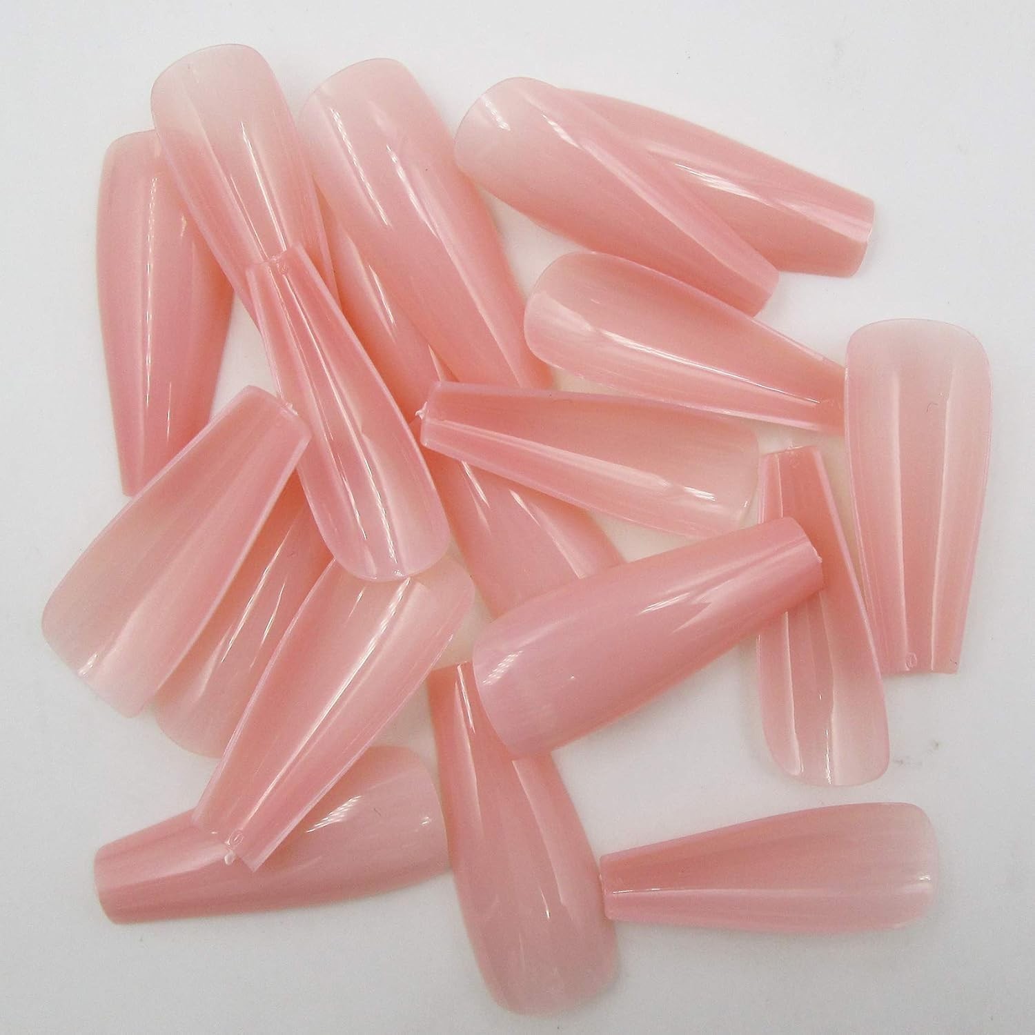 100pc Colored Coffin Press on Nails Long Nude 100 Count (Pack of 1),