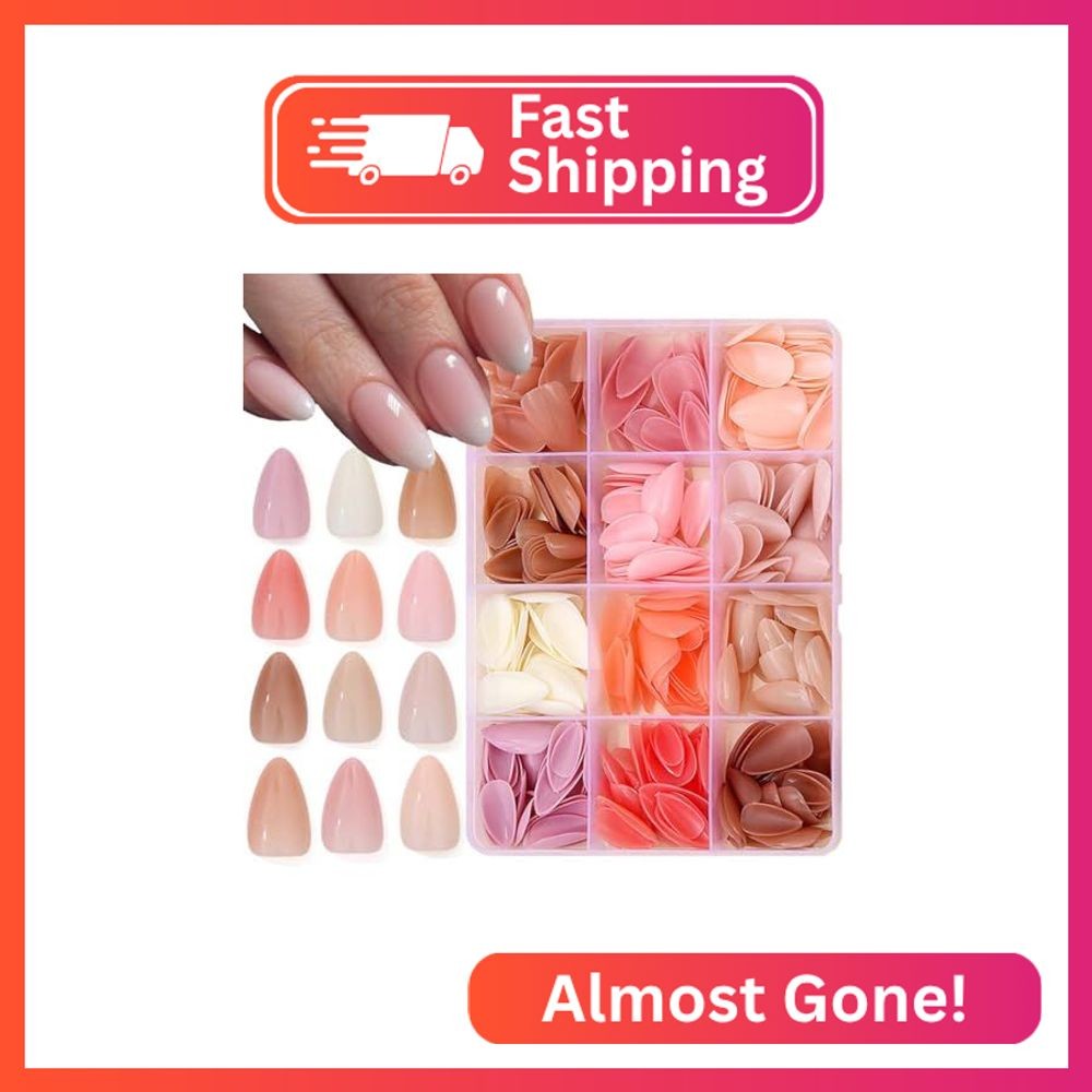 360Pcs Almond Press on Nails Short Fake Nails Solid Color False Nails Full Cover