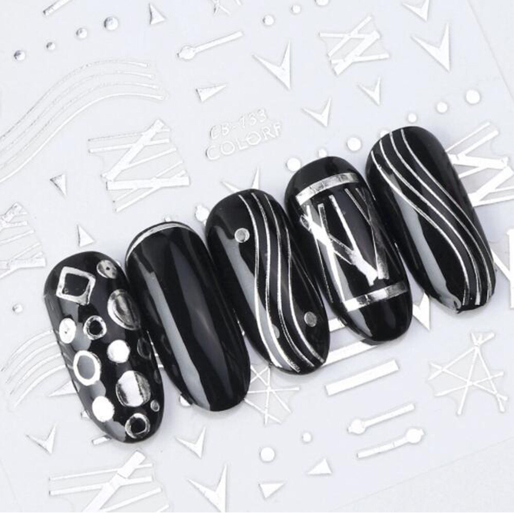 Fashion Shining Gold & Silver Pattern Nail Stickers Art Decals Decoration Women