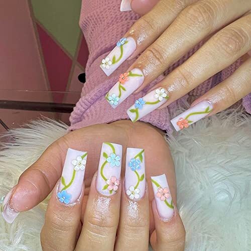3D Flower Nail Charms, 2 Boxes 3D Acrylic Flower Nail Colour Change Pink Set