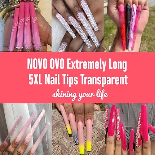 Extra Super Extreme Long Straight Tapered Square Nail Tips, Super Long Square
