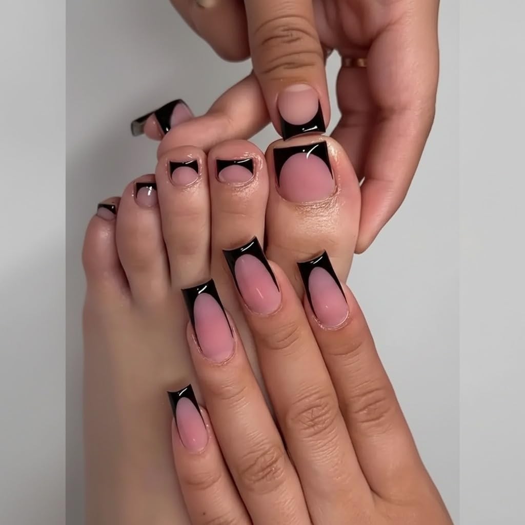 Glossy French Press On Nails For Fingers Toes Salon Long Lasting Manicure Set
