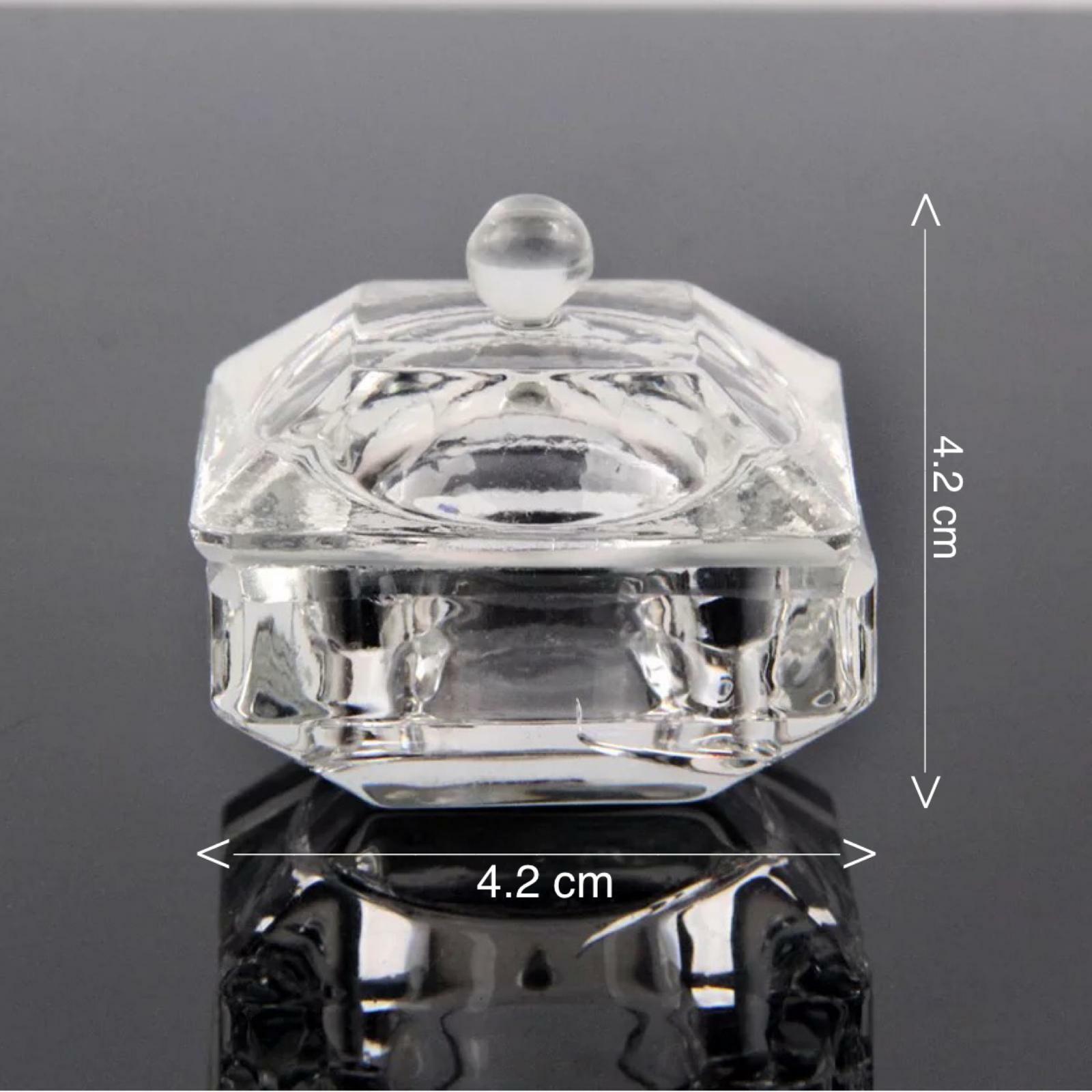 CRYSTAL GLASS DAPPEN DISH POT + LID CUP ACRYLIC LIQUID MONOMER NAILS POWDER UK