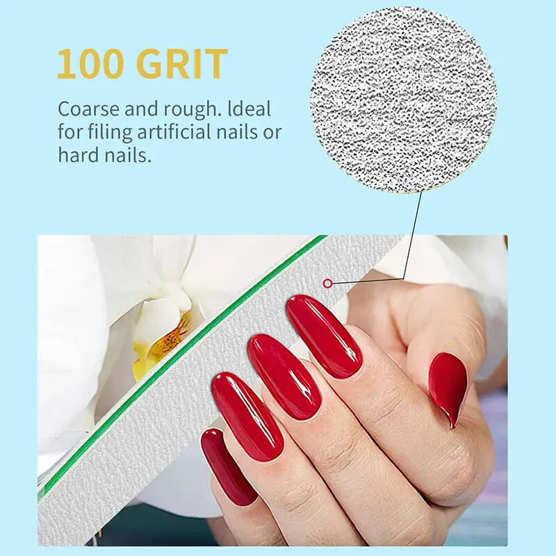 Manicure Nail File Double sided 100/180 Grit Emery Board 25 Pack