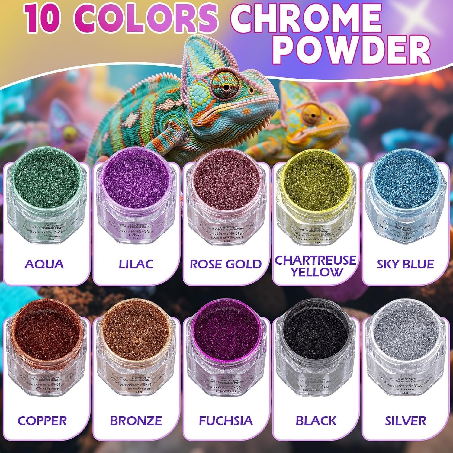 Versatile 10-Color Chrome Powder for Nail Art, Resin, and Crafting Masterpieces