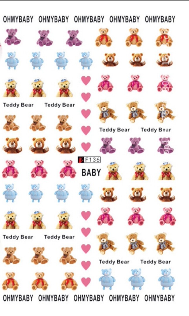Nail Art Sticker Decoration Bear Tie Bird Heart Unicorn Flamingo Fox Aus Stock