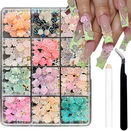3D Rose Nail Art Charms Flower Nail Art Charms Nail Pearls Floral Acrylic
