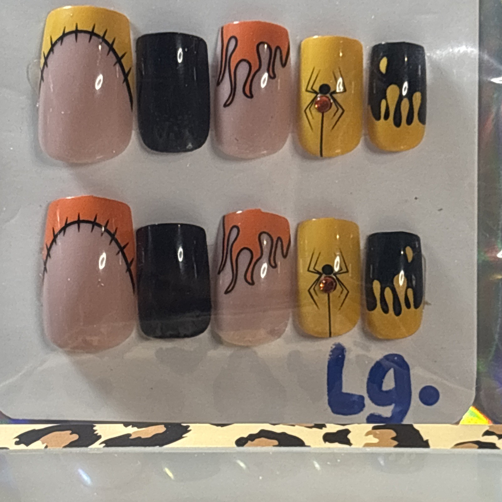 Customized Press On Nails Square-shaped Halloween Press ons Size Large