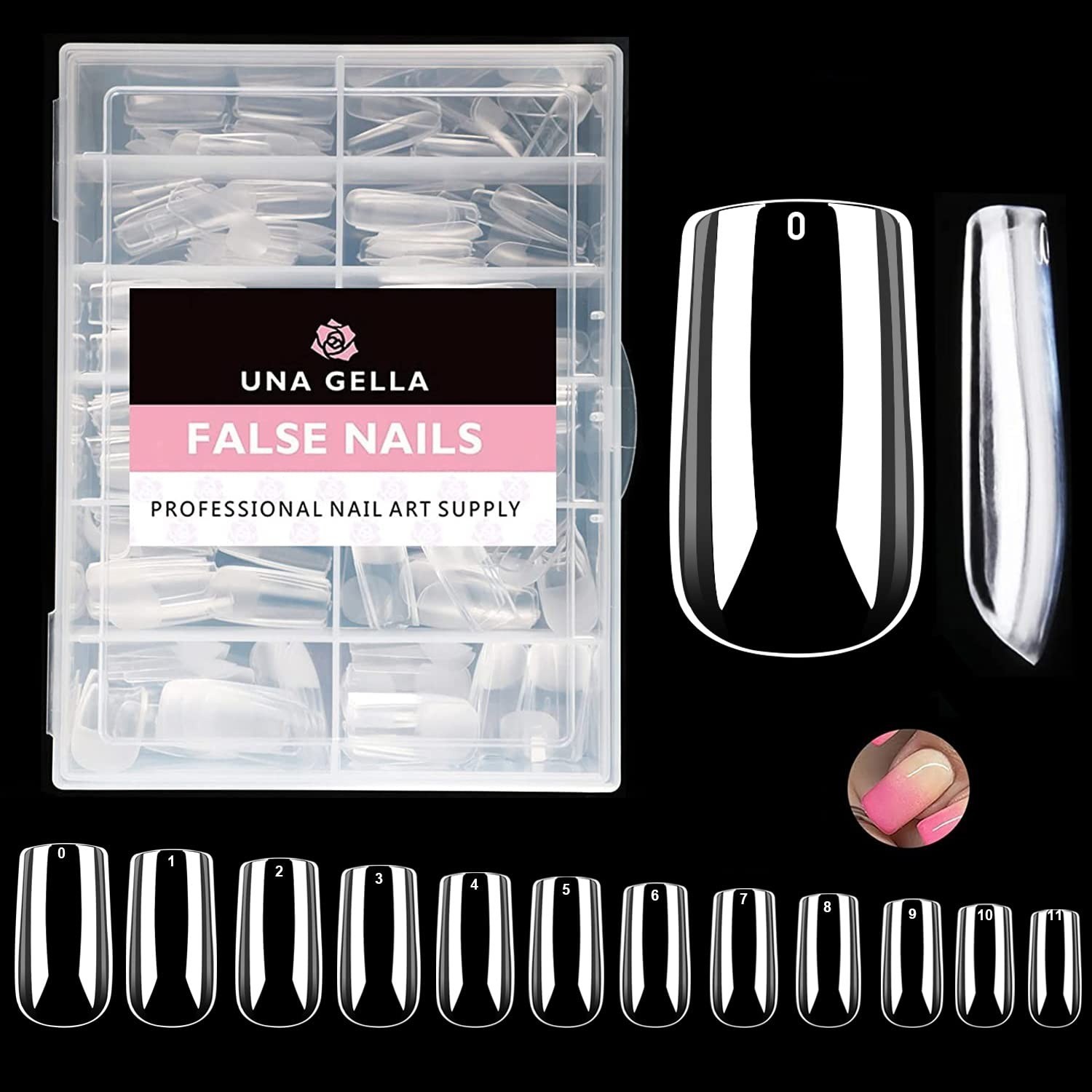XXL Coffin Nails Tips Full Cover 216pcs Extra Long Clear Acrylic