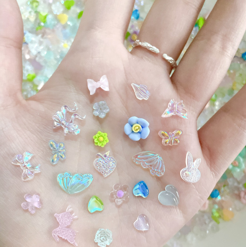 Nail Art Charms Jewelry Resin Rose Flower Camellia Butterfly Heart Bowknot NH25