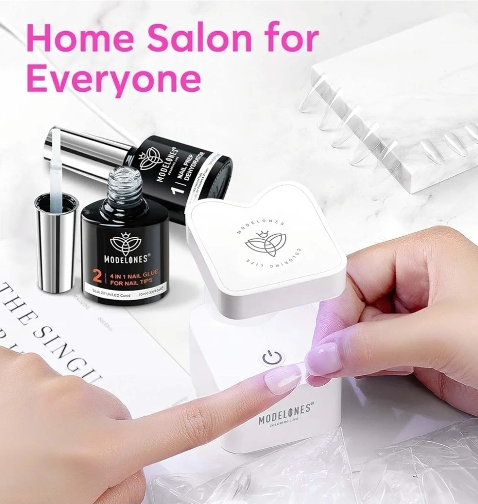 Gel Nail Kit, Nail Tips and Glue Gel Kit with 9-In-1 Glue, 500Pcs Long Coffin
